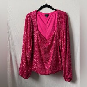 Torrid Pink Sequin Long Sleeve Blouse